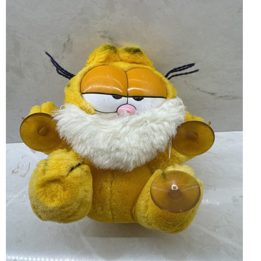 Vintage Dakin Garfield Bah Hunbug Christmas Car Window Cling Plush Suction Cup